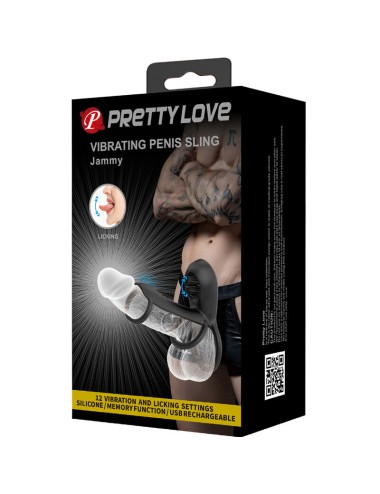 PRETTY LOVE - BAINHA DE PÊNIS JAMMY 12 VIBRAÕES COM LÍNGUA DE SILICONE RECARREGVEL
