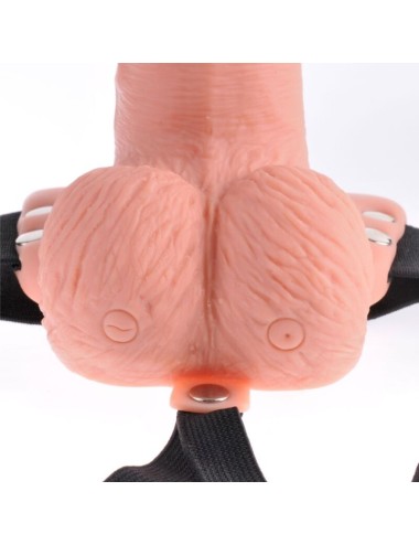 FETISH FANTASY SERIES - ARNÊS AJUSTVEL COM CONTROLE REMOTO PÊNIS REALISTA COM TESTÍCULOS RECARREGVEIS E VIBRADOR 15 CM