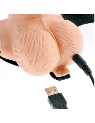 FETISH FANTASY SERIES - ARNÊS AJUSTVEL COM CONTROLE REMOTO PÊNIS REALISTA COM TESTÍCULOS RECARREGVEIS E VIBRADOR 15 CM
