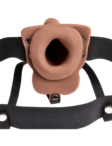 FETISH FANTASY SERIES - ARNÊS AJUSTVEL PÊNIS REALISTA COM TESTÍCULOS RECARREGVEIS E VIBRADOR 15 CM
