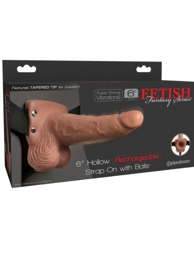 FETISH FANTASY SERIES - ARNÊS AJUSTVEL PÊNIS REALISTA COM TESTÍCULOS RECARREGVEIS E VIBRADOR 15 CM