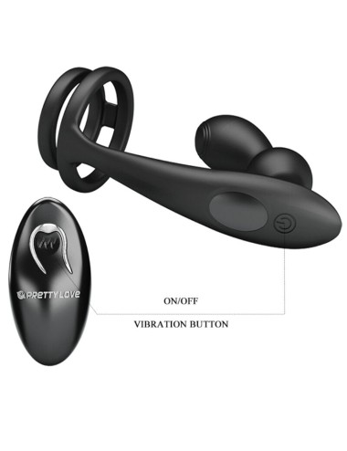 PRETTY LOVE - ANEL PARA PÊNIS MARSHALL COM PLUG ANAL VIBRATÓRIO COM CONTROLE REMOTO