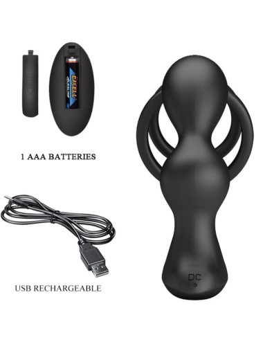 PRETTY LOVE - ANEL PARA PÊNIS MARSHALL COM PLUG ANAL VIBRATÓRIO COM CONTROLE REMOTO