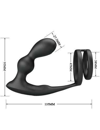 PRETTY LOVE - ANEL PARA PÊNIS MARSHALL COM PLUG ANAL VIBRATÓRIO COM CONTROLE REMOTO