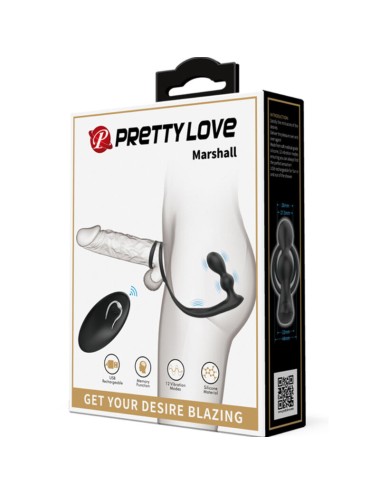PRETTY LOVE - ANEL PARA PÊNIS MARSHALL COM PLUG ANAL VIBRATÓRIO COM CONTROLE REMOTO