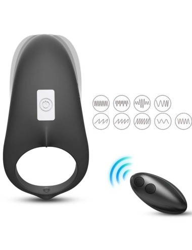 ARMONY - ANEL VIBRADOR SHARK PARA CASAIS CONTROLE REMOTO PRETO
