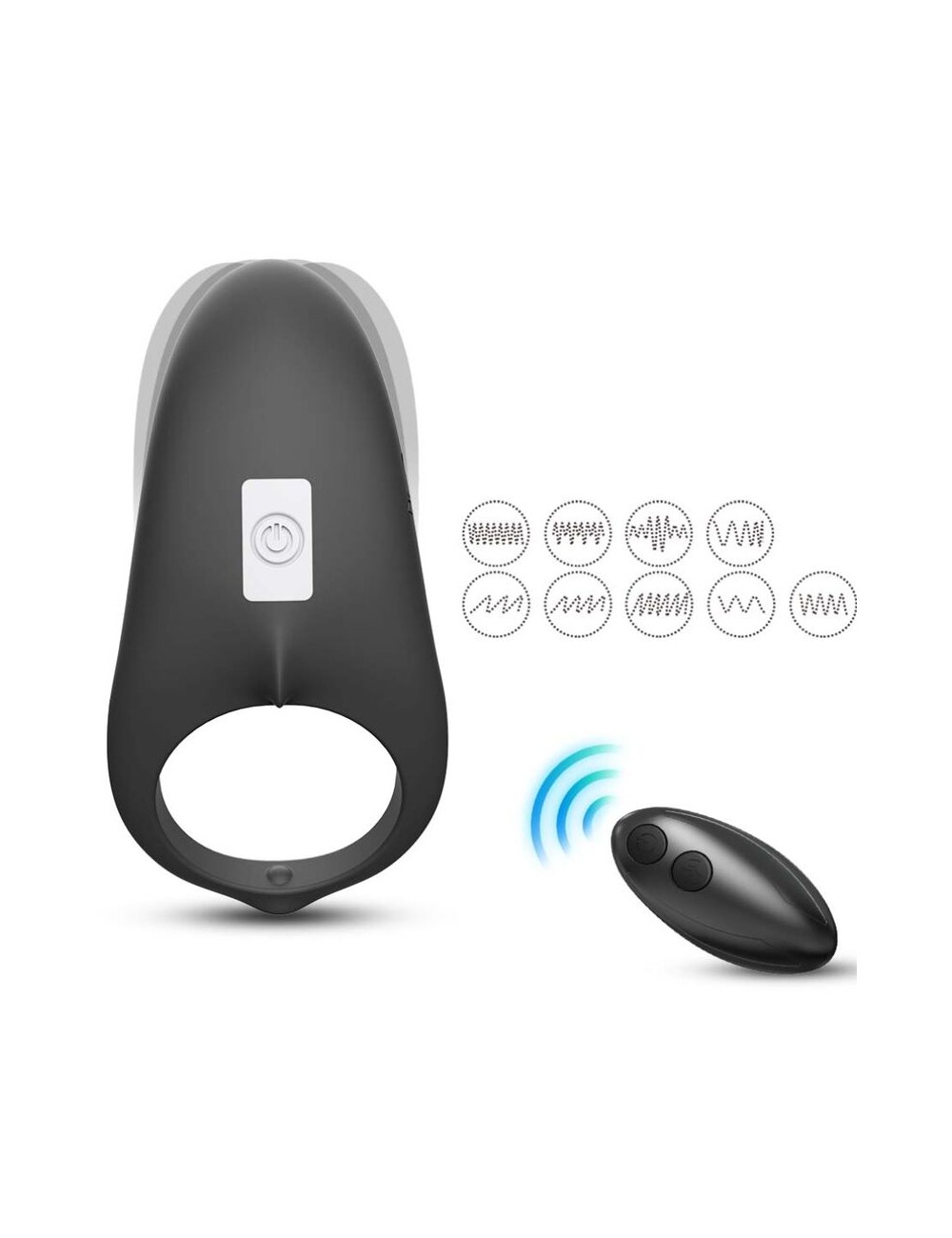 ARMONY - ANEL VIBRADOR SHARK PARA CASAIS CONTROLE REMOTO PRETO