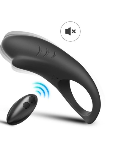 ARMONY - ANEL VIBRADOR SHARK PARA CASAIS CONTROLE REMOTO PRETO