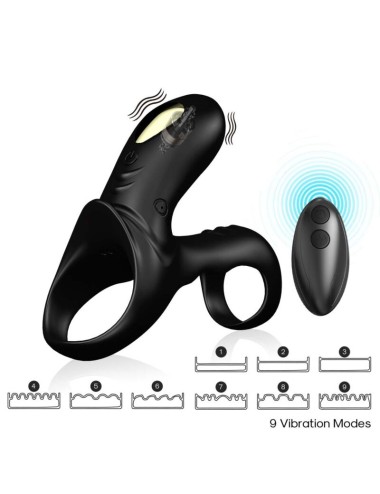 ARMONY - ANEL VIBRADOR DUPLO RANGER PARA CASAIS PRETO