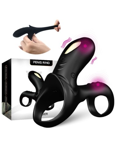 ARMONY - ANEL VIBRADOR DUPLO RANGER PARA CASAIS PRETO
