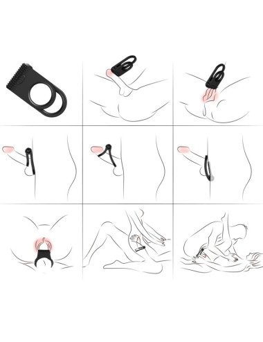 ARMONY - ANEL VIBRADOR DUPLO TWINS PARA CASAIS PRETO