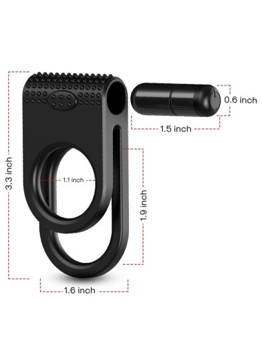ARMONY - ANEL VIBRADOR DUPLO TWINS PARA CASAIS PRETO