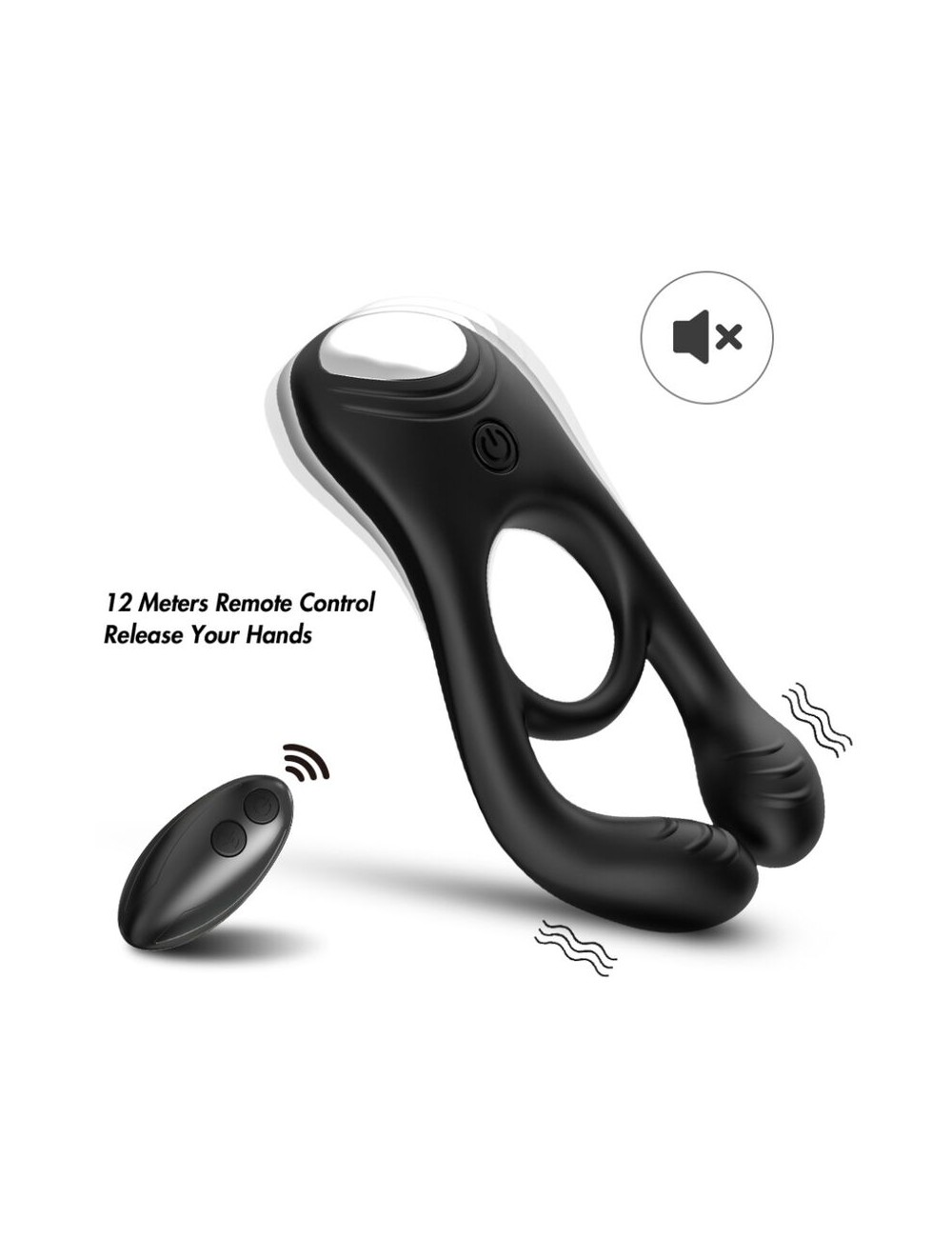 ARMONY - ANEL VIBRADOR DUPLO VEYRON PARA CASAIS COM CONTROLE REMOTO PRETO