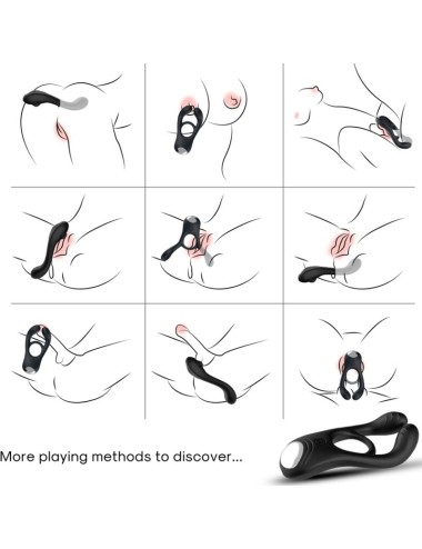 ARMONY - ANEL VIBRADOR DUPLO VEYRON PARA CASAIS COM CONTROLE REMOTO PRETO
