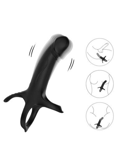 ARMONY - DILDO COM ANEL E CONTROLE REMOTO VIBRADOR PRETO
