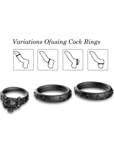 ARMONY - ANÉIS CALAVERA SILICONE PRETO