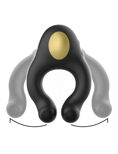 ARMONY - ANEL VIBRADOR DE SILICONE 3 MOTORES RECARREGÁVEIS PRETO - OURO