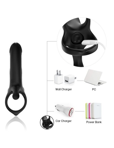 ARMONY - DILDO COM ANEL E VIBRADOR PRETO