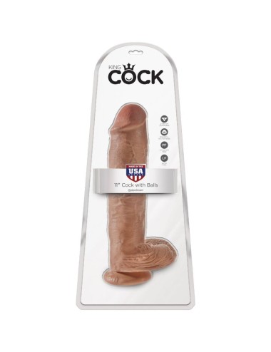 KING COCK - PÊNIS REALÍSTICO COM BOLAS 22.6 CM CARAMELO