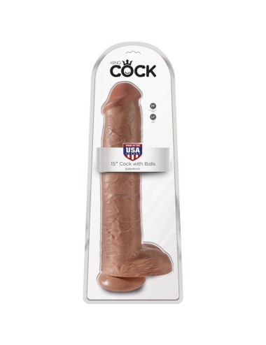 KING COCK - PÊNIS REALÍSTICO COM BOLAS 34.2 CM CARAMELO