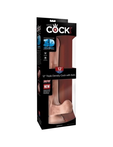 KING COCK - PÊNIS REALÍSTICO COM BOLAS 3D 24.8 CM LUZ