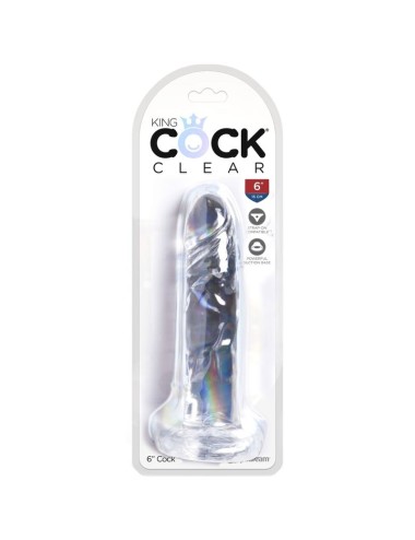 KING COCK - CLEAR PÊNIS REALÍSTICO 15.5 CM TRANSPARENTE
