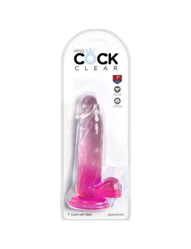 KING COCK - CLEAR PÊNIS REALÍSTICO COM BOLAS 15.2 CM ROSA