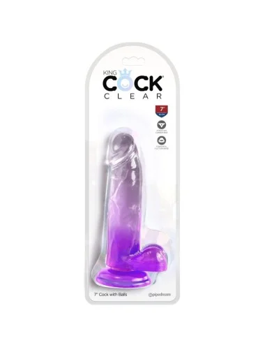 KING COCK - CLEAR PÊNIS REALÍSTICO COM BOLAS 15.2 CM ROXO