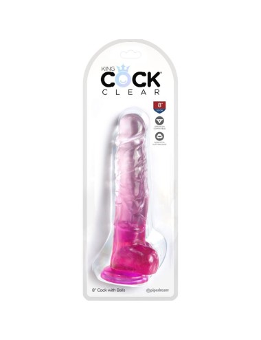 KING COCK - CLEAR PÊNIS REALÍSTICO COM BOLAS 16.5 CM ROSA