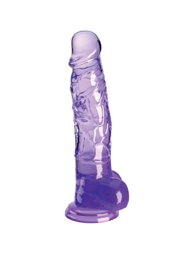 KING COCK - CLEAR PÊNIS REALÍSTICO COM BOLAS 16.5 CM ROXO