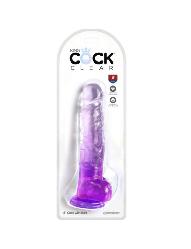 KING COCK - CLEAR PÊNIS REALÍSTICO COM BOLAS 16.5 CM ROXO