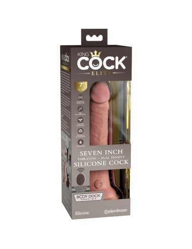KING COCK - ELITE VIBRADOR DILDO REALÍSTICO E CONTROLE REMOTO DE SILICONE 17.8 CM