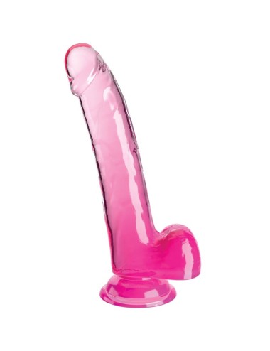 KING COCK - CLEAR DILDO COM TESTÍCULOS 20.3 CM ROSA