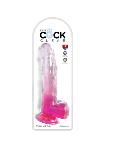 KING COCK - CLEAR DILDO COM TESTÍCULOS 20.3 CM ROSA