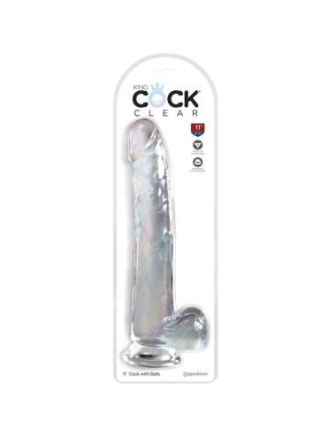 KING COCK - CLEAR DILDO COM TESTÍCULOS 24.8 CM TRANSPARENTE