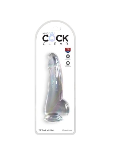 KING COCK - CLEAR DILDO COM TESTÍCULOS 15.2 CM TRANSPARENTE