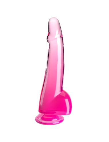 KING COCK - CLEAR DILDO COM TESTÍCULOS 19 CM ROSA