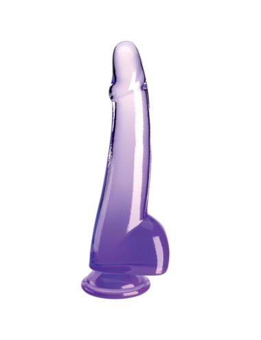 KING COCK - CLEAR DILDO COM TESTÍCULOS 19 CM ROXO
