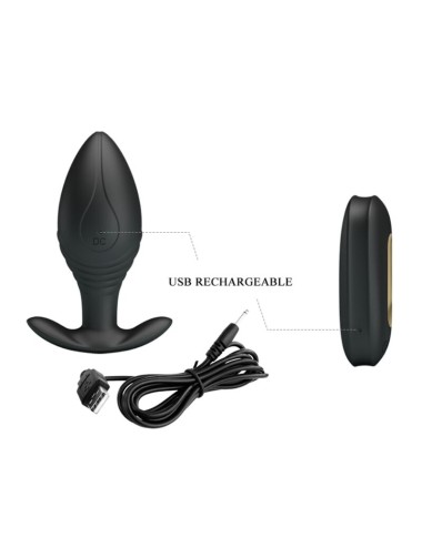 PRETTY LOVE - VIBRADOR RECARREGVEL REGINA ANAL PLUG PRETO