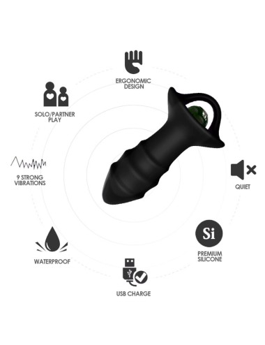 ARMONY - VIBRADOR DE DEDO KYLIN E CONTROLE REMOTO DE PLUG ANAL PRETO