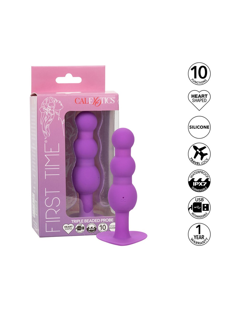 CALEXOTICS - FIRST TIME PLUG ANAL SONDA TRIPLA DE CONTAS 10 VIBRAÇÕES ROXO CALEXOTICS - FIRST TIME PLUG ANAL SONDA TRIPLA DE CONTAS 10 VIBRAÇÕES ROXO