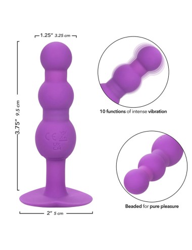 CALEXOTICS - FIRST TIME PLUG ANAL SONDA TRIPLA DE CONTAS 10 VIBRAÇÕES ROXO