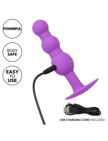 CALEXOTICS - FIRST TIME PLUG ANAL SONDA TRIPLA DE CONTAS 10 VIBRAÇÕES ROXO