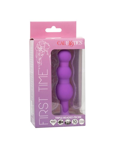 CALEXOTICS - FIRST TIME PLUG ANAL SONDA TRIPLA DE CONTAS 10 VIBRAÇÕES ROXO