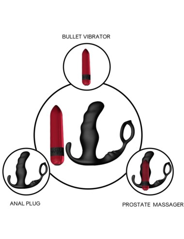 ARMONY - KNIGHT VIBRADOR ANAL PRÓSTATA E ANEL CONTROLE REMOTO PRETO