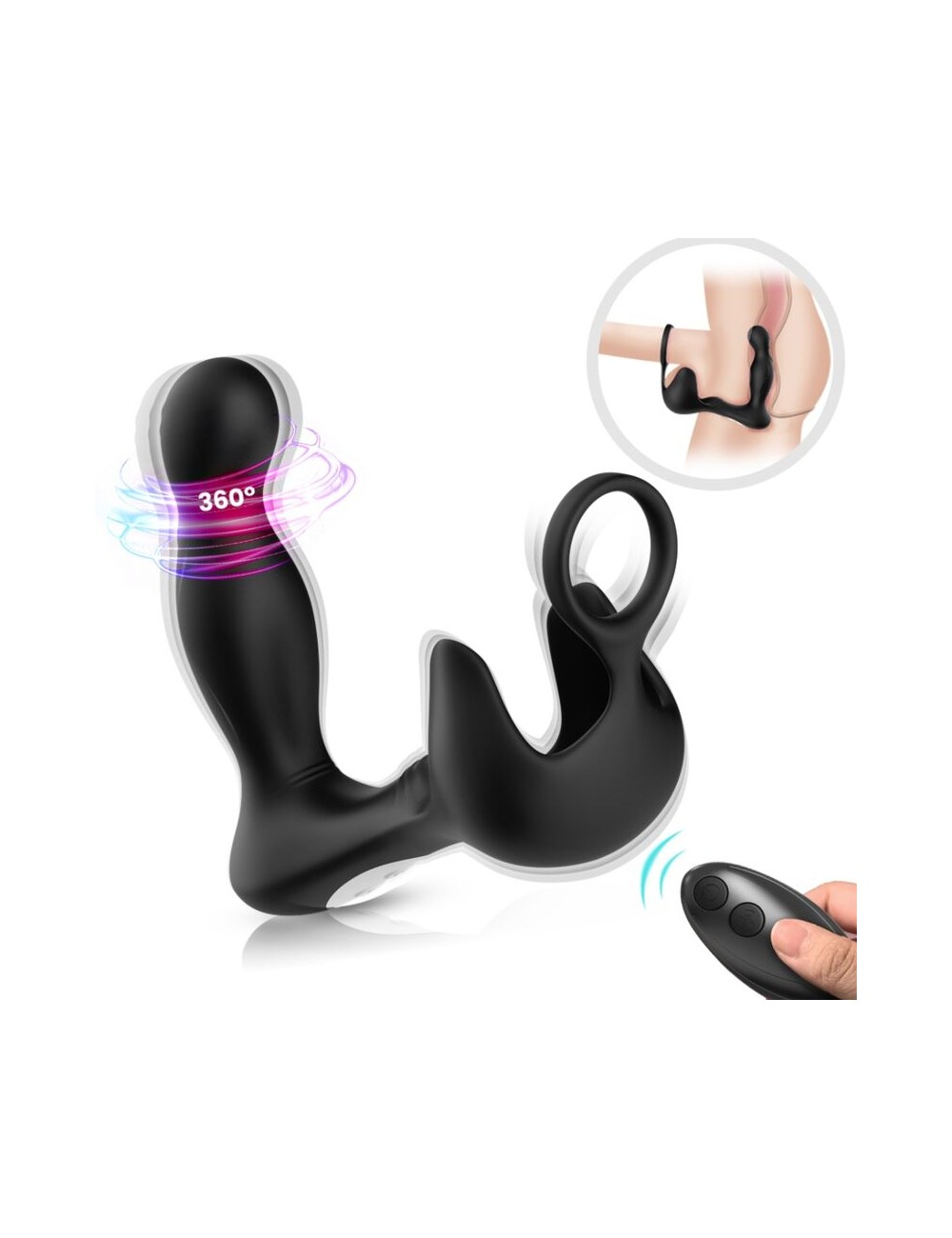 ARMONY - VIBRADOR SURROUND ANAL E ESTIMULADOR TESTICULOS E ANEL CONTROLE REMOTO PRETO