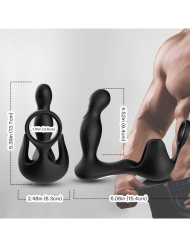 ARMONY - VIBRADOR SURROUND ANAL E ESTIMULADOR TESTICULOS E ANEL CONTROLE REMOTO PRETO