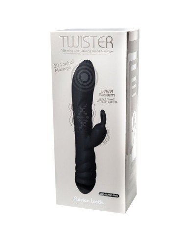 ADRIEN LASTIC - VIBRADOR TWISTER E ROTADOR MASSAGER COELHO PRETO