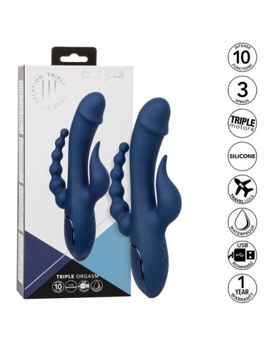 CALEXOTICS - VIBRADOR TRIPLO ORGASM AZUL