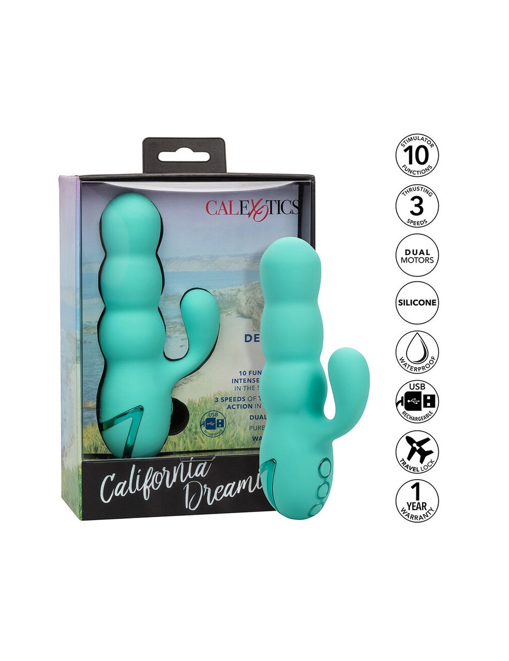 CALEXOTICS - VIBRADOR DEL MAR DIVA RABBIR AQUA GREEN POR CALIFORNIA DREAMING CALEXOTICS - VIBRADOR DEL MAR DIVA RABBIR AQUA GREEN POR CALIFORNIA DREAMING